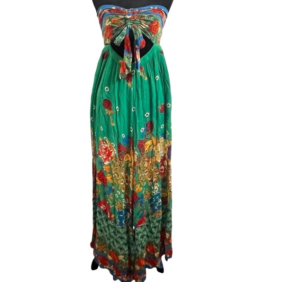 Free People Bali Birds of Paradise Floral Flowy Strapless Wide Leg Jumpsuit SZ S - Picture 2 of 15